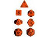Dice Chessex Dice - Opaque Orange with Black - Set of 7 - CHX 25403 - Cardboard Memories Inc.