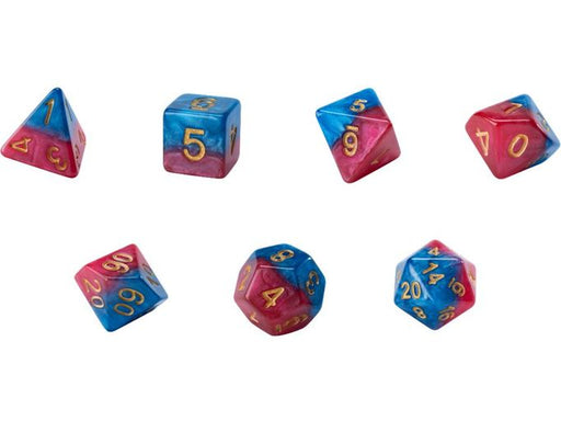 Dice Gate Keeper Games - Halfsies Dice - Super Blue and Heroic Red - Superdice - Set of 7 - Cardboard Memories Inc.