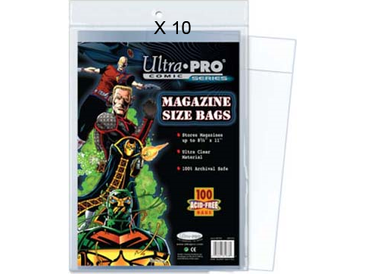 Supplies Ultra Pro - Magazine Bags - Regular  - Non-Resealable - Package of 100 - Case of 10 - Cardboard Memories Inc.