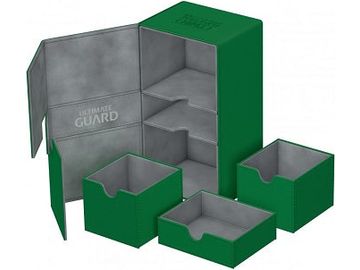 Supplies Ultimate Guard - Twin Flip N Tray Deck Case - Green Xenoskin - 200 - Cardboard Memories Inc.