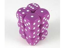 Dice Chessex Dice - Opaque Light Purple with White - Set of 12 D6 - CHX 25627 - Cardboard Memories Inc.