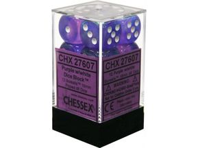 Dice Chessex Dice - Borealis Purple with White - Set of 12 D6 - CHX 27607 - Cardboard Memories Inc.