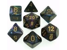 Dice Chessex Dice - Lustrous Shadow with Gold - Set of 7 - CHX 27499 - Cardboard Memories Inc.