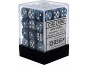 Dice Chessex Dice - Lustrous Slate with White - Set of 36 D6 - CHX 27890 - Cardboard Memories Inc.