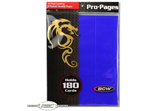 Supplies BCW - 9 Pocket Side-loading Pages - Pack of 10 - Blue - Cardboard Memories Inc.