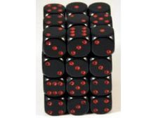 Dice Chessex Dice - Opaque Black with Red Opaque - Set of 36 D6 - CHX 25818 - Cardboard Memories Inc.