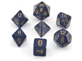Dice Chessex Dice - Speckled Golden Cobalt - Set of 7 - CHX 25337 - Cardboard Memories Inc.
