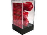 Dice Chessex Dice - Opaque Red with White - Set of 7 - CHX 25804 - Cardboard Memories Inc.