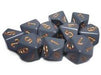 Dice Chessex Dice - Opaque Dark Grey with Copper - Set of 7 - CHX 25420 - Cardboard Memories Inc.