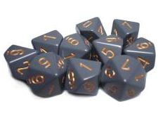 Dice Chessex Dice - Opaque Dark Grey with Copper - Set of 7 - CHX 25420 - Cardboard Memories Inc.
