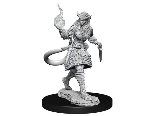 Role Playing Games Wizkids - Dungeons and Dragons - Unpainted Miniature - Nolzurs Marvellous Miniatures - Tiefling Sorcerer Female - 90304 - Cardboard Memories Inc.