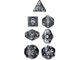 Dice Chessex Dice - Translucent Clear with White - Set of 7 - CHX 23001 - Cardboard Memories Inc.