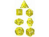 Dice Chessex Dice - Translucent Yellow with White - Set of 7 - CHX 23002 - Cardboard Memories Inc.