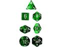 Dice Chessex Dice - Translucent Green with White - Set of 7 - CHX 23005 - Cardboard Memories Inc.