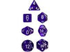 Dice Chessex Dice - Translucent Blue with White - Set of 7 - CHX 23006 - DISCONTINUED - Cardboard Memories Inc.