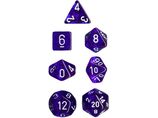 Dice Chessex Dice - Translucent Blue with White - Set of 7 - CHX 23006 - DISCONTINUED - Cardboard Memories Inc.