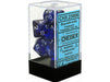 Dice Chessex Dice - Translucent Blue with White - Set of 7 - CHX 23006 - DISCONTINUED - Cardboard Memories Inc.
