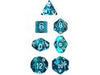 Dice Chessex Dice - Translucent Teal with White - Set of 7 - CHX 23015 - Cardboard Memories Inc.