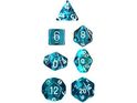 Dice Chessex Dice - Translucent Teal with White - Set of 7 - CHX 23015 - Cardboard Memories Inc.