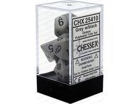 Dice Chessex Dice - Opaque Grey with Black - Set of 7 - CHX 25410 - Cardboard Memories Inc.