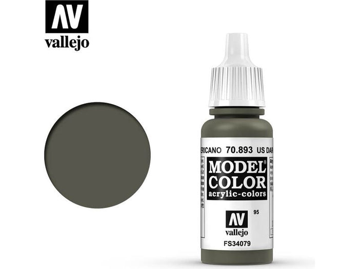 Paints and Paint Accessories Acrylicos Vallejo - US Dark Green - 70 893 - Cardboard Memories Inc.