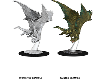Role Playing Games Wizkids - Dungeons and Dragons - Unpainted Miniature - Nolzurs Marvelous Miniatures - Young Bronze Dragon - 73710 - Cardboard Memories Inc.
