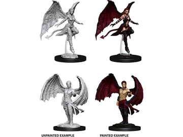 Role Playing Games Wizkids - Dungeons and Dragons - Unpainted Miniatures - Nolzurs Marvelous Miniatures - Succubus and Incubus - 73841 - Cardboard Memories Inc.