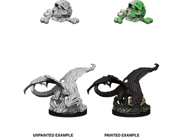 Role Playing Games Wizkids - Dungeons and Dragons - Unpainted Miniatures - Nolzurs Marvelous Miniatures - Black Dragon Wyrmling - 73850 - Cardboard Memories Inc.