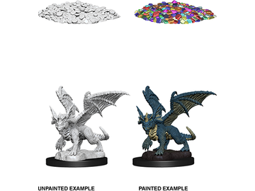 Role Playing Games Wizkids - Dungeons and Dragons - Unpainted Miniatures - Nolzurs Marvelous Miniatures - Blue Dragon Wyrmling - 73852 - Cardboard Memories Inc.