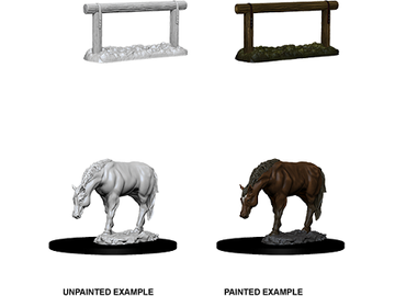 Role Playing Games Wizkids - Unpainted Miniatures - Deep Cuts - Horse and Hitch Post - 73862 - Cardboard Memories Inc.