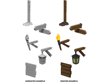 Role Playing Games Wizkids - Unpainted Miniatures - Deep Cuts - Signs and Lights - 73869 - Cardboard Memories Inc.