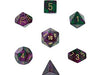 Dice Chessex Dice - Gemini Green-Purple with Gold - Set of 7 - CHX 26434 - Cardboard Memories Inc.