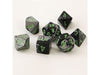Dice Chessex Dice - Gemini Black-Grey with Green - Set of 7 - CHX 26445 - Cardboard Memories Inc.
