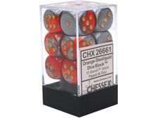 Dice Chessex Dice - Gemini Orange-Steel with Gold - Set of 12 D6 - CHX 26661 - Cardboard Memories Inc.