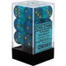 Dice Chessex Dice - Borealis Teal with Gold - Set of 12 D6 - CHX 27686 - Cardboard Memories Inc.