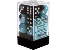 Dice Chessex Dice - Gemini Black-Shell with White - Set of 12 D6 - CHX 26646 - Cardboard Memories Inc.
