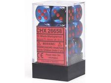 Dice Chessex Dice - Gemini Black-Starlight with Red - Set of 12 D6 - CHX 26658 - Cardboard Memories Inc.