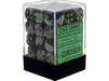 Dice Chessex Dice - Gemini Black-Grey with Green - Set of 36 D6 - CHX 26845 - Cardboard Memories Inc.