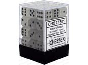 Dice Chessex Dice - Frosted Clear with Black - Set of 36 D6 - CHX 27801 - Cardboard Memories Inc.