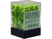 Dice Chessex Dice - Vortex Bright Green with Black - Set of 36 D6 - CHX 27830 - Cardboard Memories Inc.