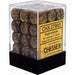 Dice Chessex Dice - Lustrous Gold with Silver - Set of 36 D6 - CHX 27893 - Cardboard Memories Inc.
