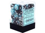 Dice Chessex Dice - Gemini Black-Shell with White - Set of 36 D6 - CHX 26846 - Cardboard Memories Inc.