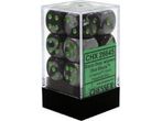 Dice Chessex Dice - Gemini Black-Grey with Green - Set of 12 D6 - CHX 26645 - Cardboard Memories Inc.