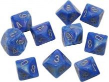 Dice Chessex Dice - Velvet Bright Blue with Silver - Set of 10 D10 - CHX 27276 - Cardboard Memories Inc.