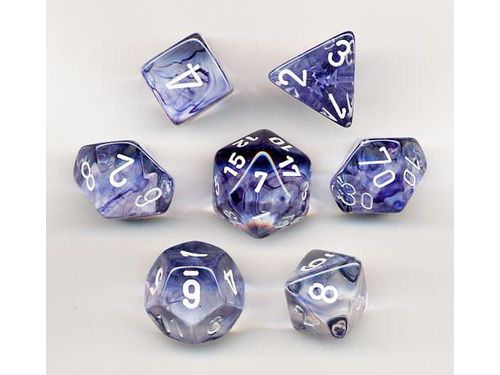 Dice Chessex Dice - Nebula Black with White - Set of 7 - CHX 27408 - Cardboard Memories Inc.