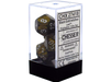 Dice Chessex Dice - Leaf Black Gold With Silver - Set of 7 - CHX 27418 - Cardboard Memories Inc.