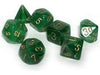 Dice Chessex Dice - Vortex Green with Gold - Set of 7 - CHX 27435 - Cardboard Memories Inc.
