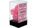 Dice Chessex Dice - Frosted Pink with White - Set of 7 - CHX 27464 - Cardboard Memories Inc.
