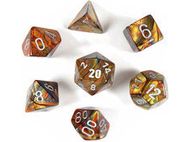 Dice Chessex Dice - Lustrous Gold with Silver - Set of 7 - CHX 27493 - Cardboard Memories Inc.