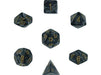 Dice Chessex Dice - Lustrous Black with Gold - Set of 7 - CHX 27498 - Cardboard Memories Inc.